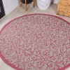 Jonathany Santa Monica SMB107I Light Gray/Fuchsia Area Rug 5 ft. 3 in. X 5 ft. 3 in. Round