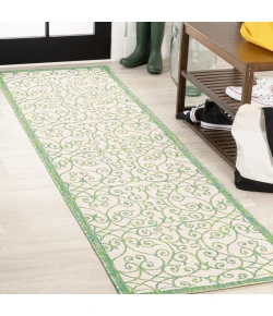 Jonathany Santa Monica SMB107J Cream/Green Area Rug 2 ft. 2 in. X 10 ft. Runner
