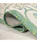 Madrid Vintage Filigree Textured Weave Cream/Green 2 ft. x 10 ft. Indoor/Outdoor Runner Rug