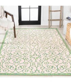 Jonathany Santa Monica SMB107J Cream/Green Area Rug 3 ft. 11 in. X 6 ft. Rectangle