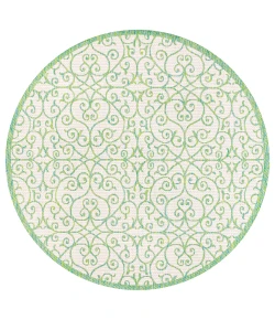 Jonathany Santa Monica SMB107J Cream/Green Area Rug 5 ft. 3 in. X 5 ft. 3 in. Round