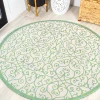 Jonathany Santa Monica SMB107J Cream/Green Area Rug 5 ft. 3 in. X 5 ft. 3 in. Round