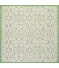 Madrid Vintage Filigree Textured Weave Cream/Green 5' Square Indoor/Outdoor Area Rug