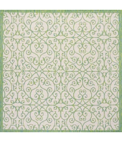 Jonathany Santa Monica SMB107J Cream/Green Area Rug 5 ft. 3 in. X 5 ft. 3 in. Square