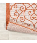 Madrid Vintage Filigree Textured Weave Cream/Orange 5' Square Indoor/Outdoor Area Rug
