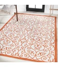 Madrid Vintage Filigree Textured Weave Cream/Orange 8 ft. x 10 ft. Indoor/Outdoor Area Rug