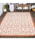 Madrid Vintage Filigree Textured Weave Cream/Orange 8 ft. x 10 ft. Indoor/Outdoor Area Rug