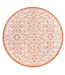 Jonathany Santa Monica SMB107L Cream/Orange Area Rug 5 ft. 3 in. X 5 ft. 3 in. Round