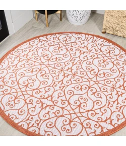 Jonathany Santa Monica SMB107L Cream/Orange Area Rug 5 ft. 3 in. X 5 ft. 3 in. Round