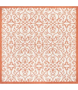 Jonathany Santa Monica SMB107L Cream/Orange Area Rug 5 ft. 3 in. X 5 ft. 3 in. Square