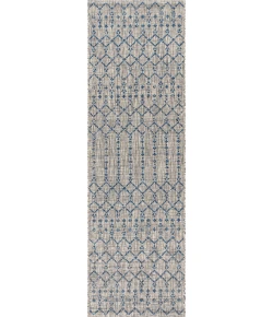 Jonathany Santa Monica SMB108A Light Gray/Navy Area Rug 2 ft. 2 in. X 10 ft. Runner