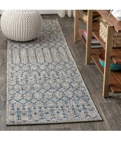 Jonathany Santa Monica SMB108A Light Gray/Navy Area Rug 2 ft. 2 in. X 10 ft. Runner