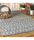 Ourika Moroccan Geometric Textured Weave Light Gray/Navy 9 ft. x 12 ft. Indoor/Outdoor Area Rug