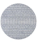 Ourika Moroccan Geometric Textured Weave Light Gray/Navy 5' Round Indoor/Outdoor Area Rug