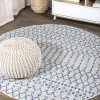 Jonathany Santa Monica SMB108A Light Gray/Navy Area Rug 5 ft. 3 in. X 5 ft. 3 in. Round