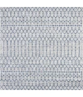 Ourika Moroccan Geometric Textured Weave Light Gray/Navy 5' Square Indoor/Outdoor Area Rug
