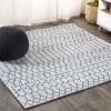 Jonathany Santa Monica SMB108A Light Gray/Navy Area Rug 5 ft. 3 in. X 5 ft. 3 in. Square