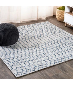 Jonathany Santa Monica SMB108A Light Gray/Navy Area Rug 5 ft. 3 in. X 5 ft. 3 in. Square