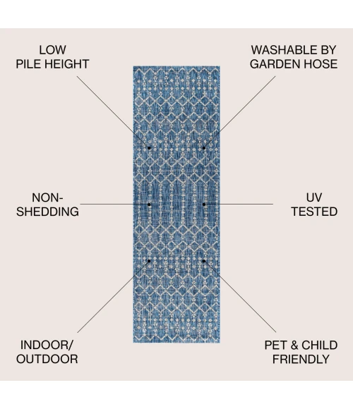 Jonathan Y SANTA MONICA Blue SMB108B 2ft.-2in. X 14ft. Rect. Rug