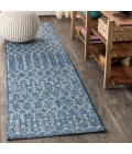 Ourika Moroccan Geometric Textured Weave Navy/Light Gray 2 ft. x 8 ft. Indoor/Outdoor Runner Rug