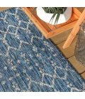 Ourika Moroccan Geometric Textured Weave Navy/Light Gray 5' Square Indoor/Outdoor Area Rug