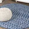 Jonathany Santa Monica SMB108B Navy/Light Gray Area Rug 5 ft. 3 in. X 5 ft. 3 in. Round