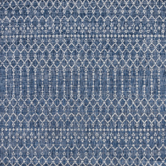Ourika Moroccan Geometric Textured Weave Navy/Light Gray 5' Square Indoor/Outdoor Area Rug