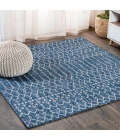 Ourika Moroccan Geometric Textured Weave Navy/Light Gray 5' Square Indoor/Outdoor Area Rug