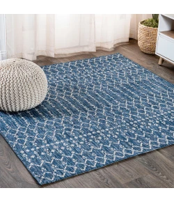 Jonathany Santa Monica SMB108B Navy/Light Gray Area Rug 5 ft. 3 in. X 5 ft. 3 in. Square