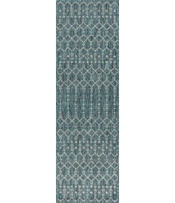 Jonathany Santa Monica SMB108C Teal/Gray Area Rug 2 ft. 2 in. X 10 ft. Runner