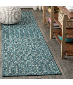 Jonathany Santa Monica SMB108C Teal/Gray Area Rug 2 ft. 2 in. X 10 ft. Runner