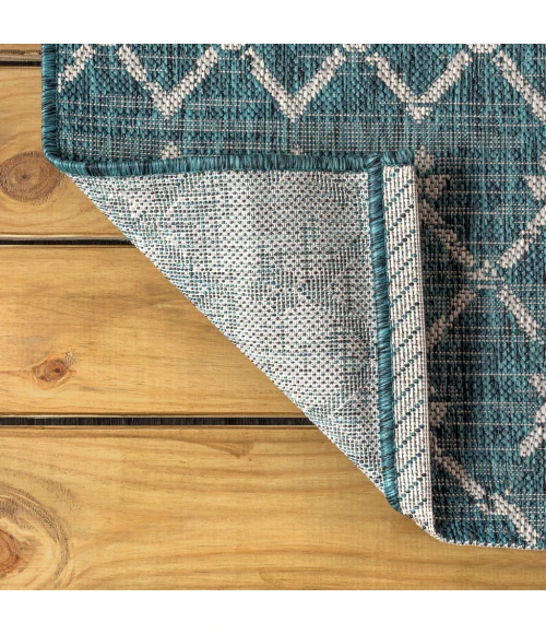Ourika Moroccan Geometric Textured Weave Teal/Gray 5 ft. x 8 ft. Indoor/Outdoor Area Rug