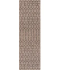 Ourika Moroccan Geometric Textured Weave Natural/Black 2 ft. x 10 ft. Indoor/Outdoor Runner Rug