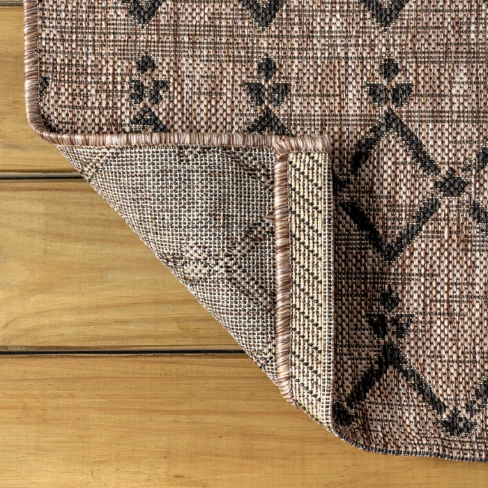 Ourika Moroccan Geometric Textured Weave Natural/Black 9 ft. x 12 ft. Indoor/Outdoor Area Rug