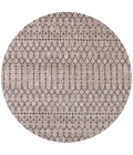 Ourika Moroccan Geometric Textured Weave Natural/Black 5' Round Indoor/Outdoor Area Rug