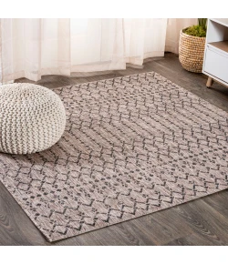Jonathany Santa Monica SMB108D Natural/Black Area Rug 5 ft. 3 in. X 5 ft. 3 in. Square
