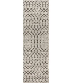 Jonathany Santa Monica SMB108E Light Gray/Black Area Rug 2 ft. 2 in. X 8 ft. Runner