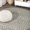 Jonathany Santa Monica SMB108E Light Gray/Black Area Rug 5 ft. 3 in. X 5 ft. 3 in. Round