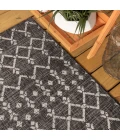 Ourika Moroccan Geometric Textured Weave Black/Gray 2 ft. x 10 ft. Indoor/Outdoor Runner Rug