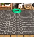 Ourika Moroccan Geometric Textured Weave Black/Gray 8 ft. x 10 ft. Indoor/Outdoor Area Rug