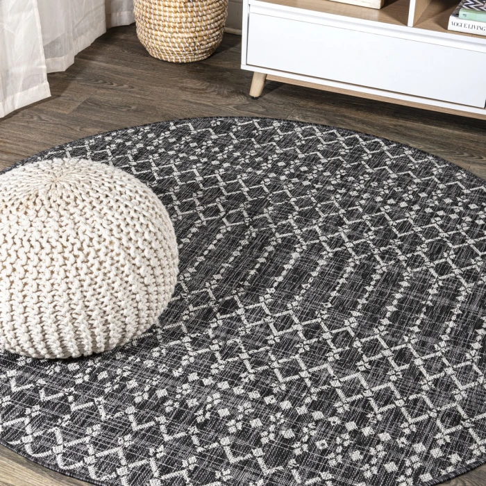 Jonathan Y SANTA MONICA Black SMB108F 6ft.7in. Round Rug