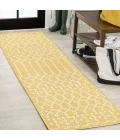 Ourika Moroccan Geometric Textured Weave Yellow/Cream 2 ft. x 10 ft. Indoor/Outdoor Runner Rug