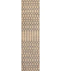 Ourika Moroccan Geometric Textured Weave Beige/Navy 2 ft. x 10 ft. Indoor/Outdoor Runner Rug