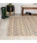 Ourika Moroccan Geometric Textured Weave Beige/Navy 8 ft. x 10 ft. Indoor/Outdoor Area Rug