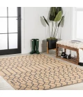 Ourika Moroccan Geometric Textured Weave Beige/Navy 8 ft. x 10 ft. Indoor/Outdoor Area Rug