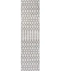 Ourika Moroccan Geometric Textured Weave Cream/Black 2 ft. x 10 ft. Indoor/Outdoor Runner Rug