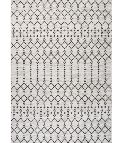 Ourika Moroccan Geometric Textured Weave Cream/Black 9 ft. x 12 ft. Indoor/Outdoor Area Rug