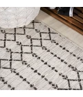 Ourika Moroccan Geometric Textured Weave Cream/Black 5' Square Indoor/Outdoor Area Rug