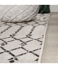 Ourika Moroccan Geometric Textured Weave Cream/Black 5' Square Indoor/Outdoor Area Rug