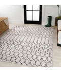 Ourika Moroccan Geometric Textured Weave Cream/Black 9 ft. x 12 ft. Indoor/Outdoor Area Rug